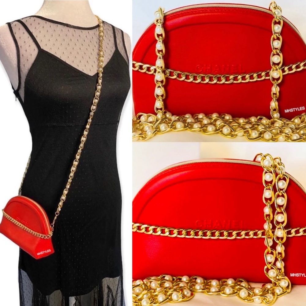 💋 NEW CHANEL Makeup bag, red cosmetic bag to crossbody bag 💋